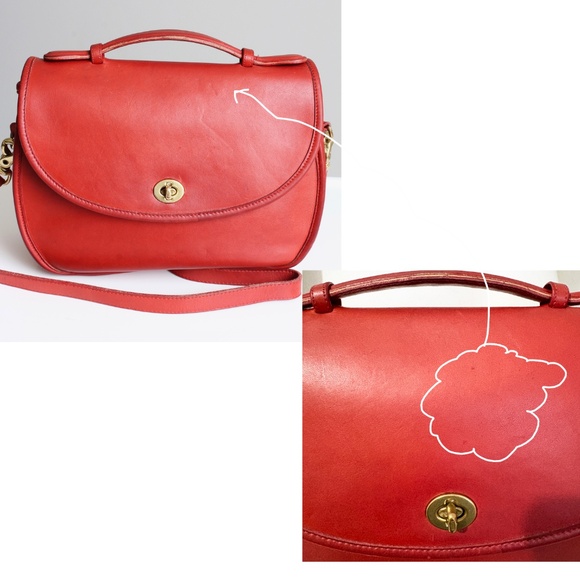 Vintage Coach Plaza Bag Large Red Leather Top Handle Crossbody #9865 1980s - Picture 12 of 17